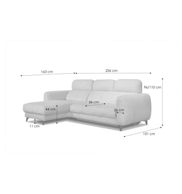 SVEN 3-Sitzer Ecksofa links, 1 relax XL, verstellbare Kopfstützen, hellgrau
