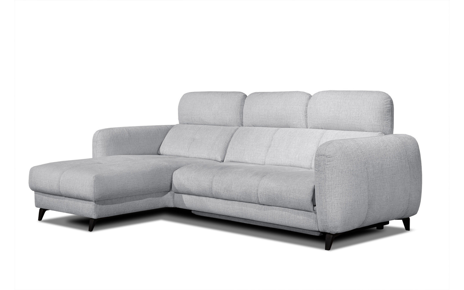 SVEN 3-Sitzer Ecksofa links, 1 relax XL, verstellbare Kopfstützen, hellgrau