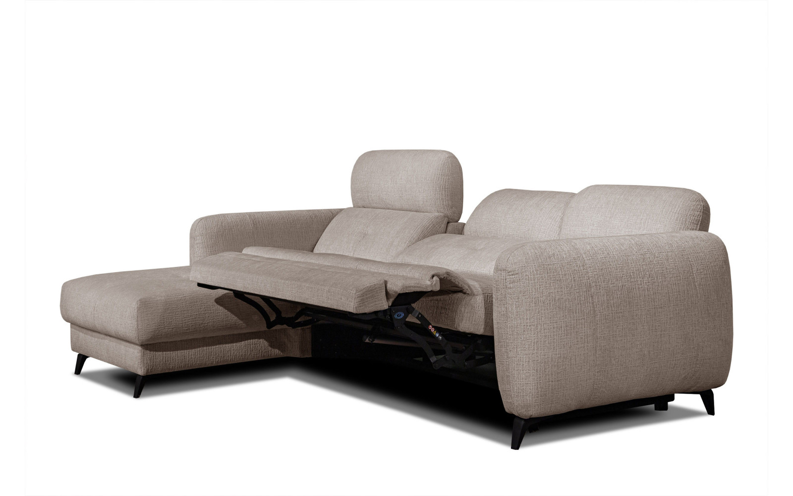 SVEN 3-Sitzer Ecksofa links, 1 relax XL, verstellbare Kopfstützen, beige
