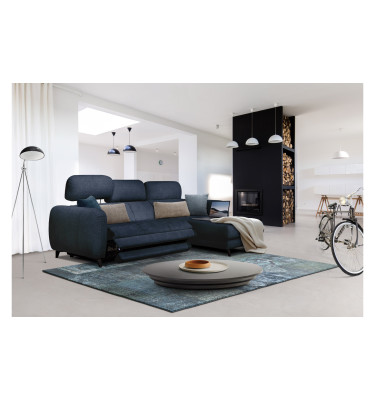 SVEN Ecksofa 3-Sitzer rechts, 1 relax XL, verstellbare Kopfstützen, marineblau