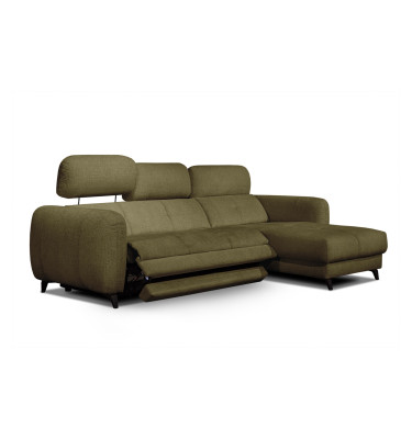 SVEN Ecksofa 3-Sitzer rechts, 1 relax XL, verstellbare Kopfstützen, olivgrün