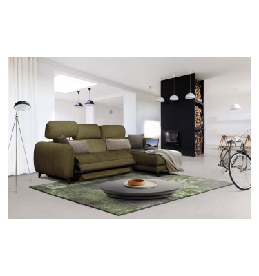 SVEN Ecksofa 3-Sitzer rechts, 1 relax XL, verstellbare Kopfstützen, olivgrün