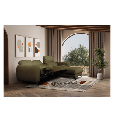 SVEN Ecksofa 3-Sitzer rechts, 1 relax XL, verstellbare Kopfstützen, olivgrün