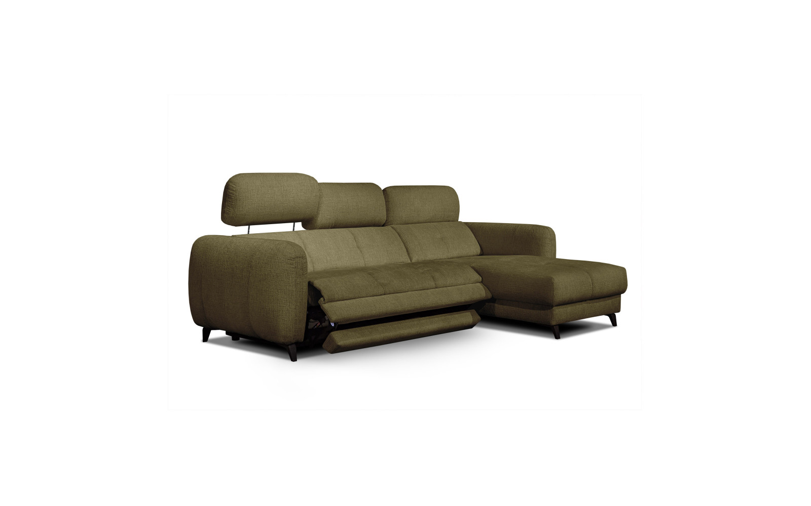 SVEN Ecksofa 3-Sitzer rechts, 1 relax XL, verstellbare Kopfstützen, olivgrün
