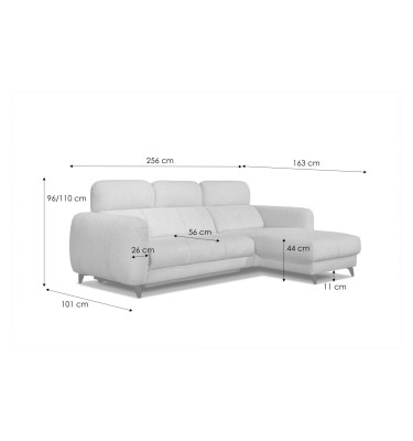 SVEN Ecksofa 3-Sitzer rechts, 1 relax XL, verstellbare Kopfstützen, hellgrau