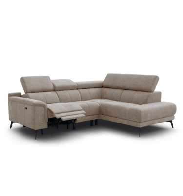 FIERO Ecksofa 4-Sitzer mit 1 Relaxfunktion und verstellbare Kopfstützen, taupe