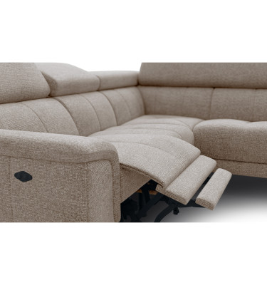 FIERO Ecksofa 4-Sitzer mit 1 Relaxfunktion und verstellbare Kopfstützen, taupe
