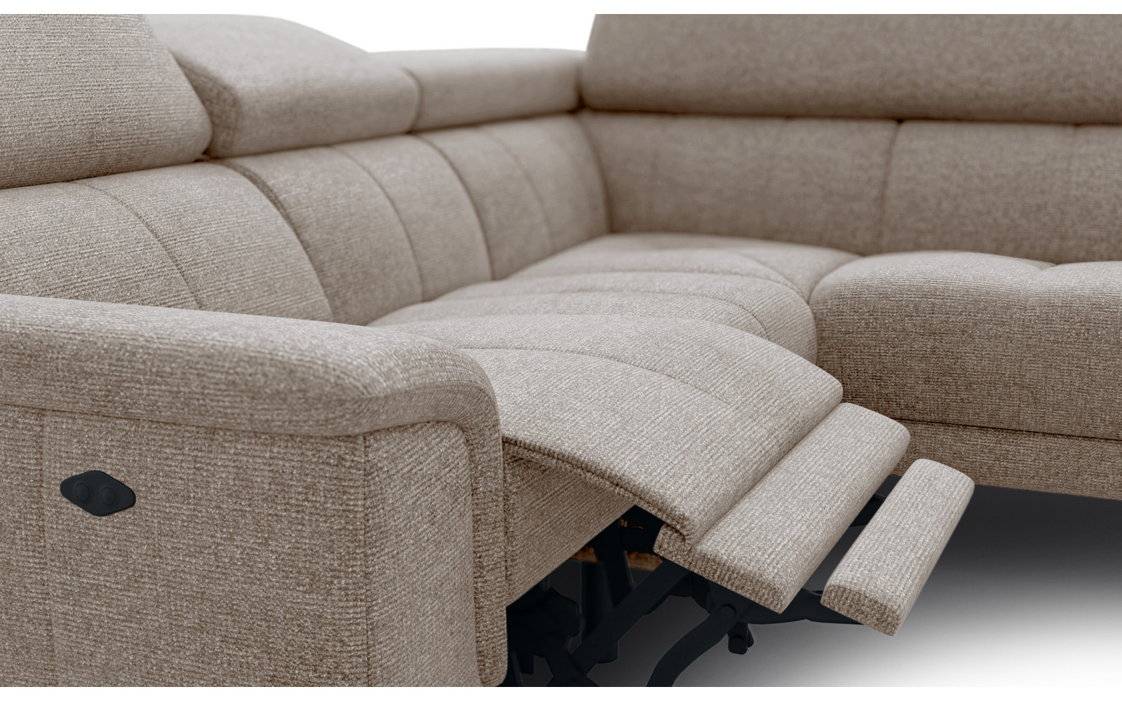 FIERO Ecksofa 4-Sitzer mit 1 Relaxfunktion und verstellbare Kopfstützen, taupe