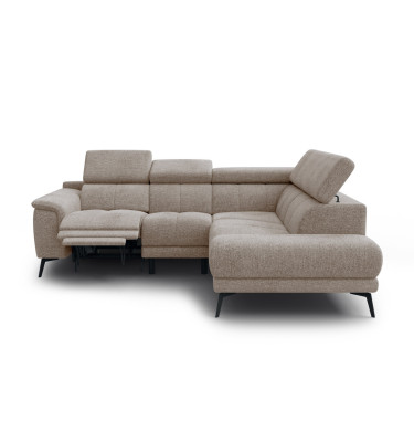 FIERO Ecksofa 4-Sitzer mit 1 Relaxfunktion und verstellbare Kopfstützen, taupe