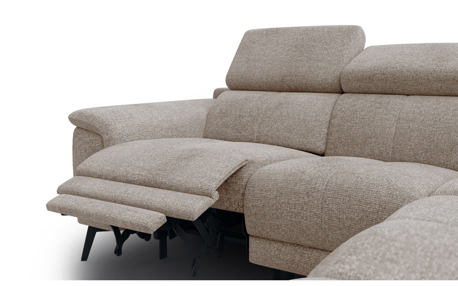 FIERO Ecksofa 4-Sitzer mit 1 Relaxfunktion und verstellbare Kopfstützen, taupe