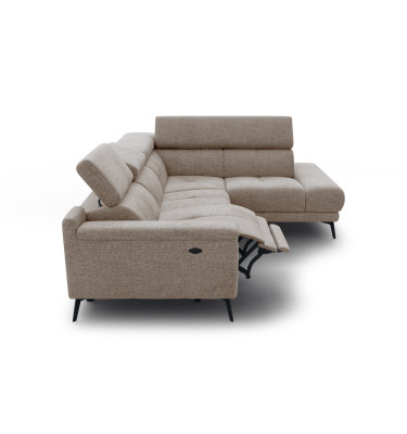 FIERO Ecksofa 4-Sitzer mit 1 Relaxfunktion und verstellbare Kopfstützen, taupe