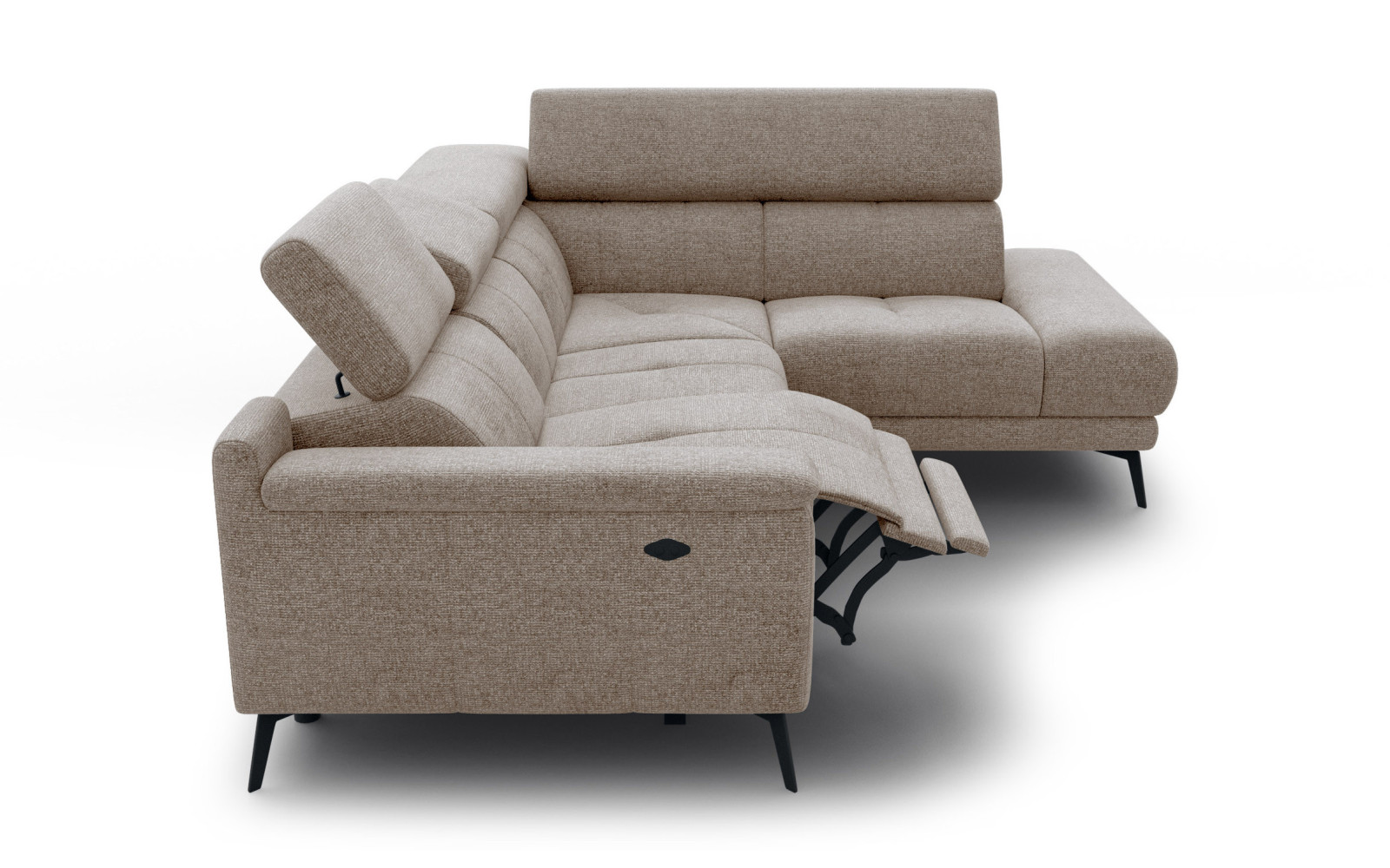 FIERO Ecksofa 4-Sitzer mit 1 Relaxfunktion und verstellbare Kopfstützen, taupe