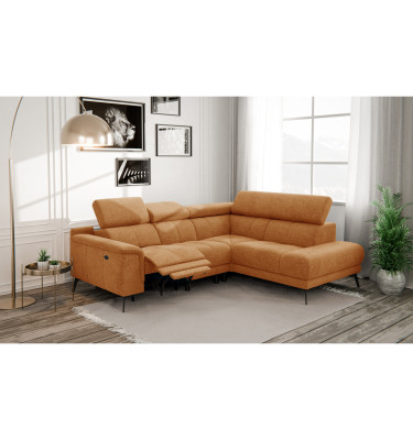 FIERO Ecksofa 4-Sitzer mit 1 Relaxfunktion und verstellbare Kopfstützen, orange
