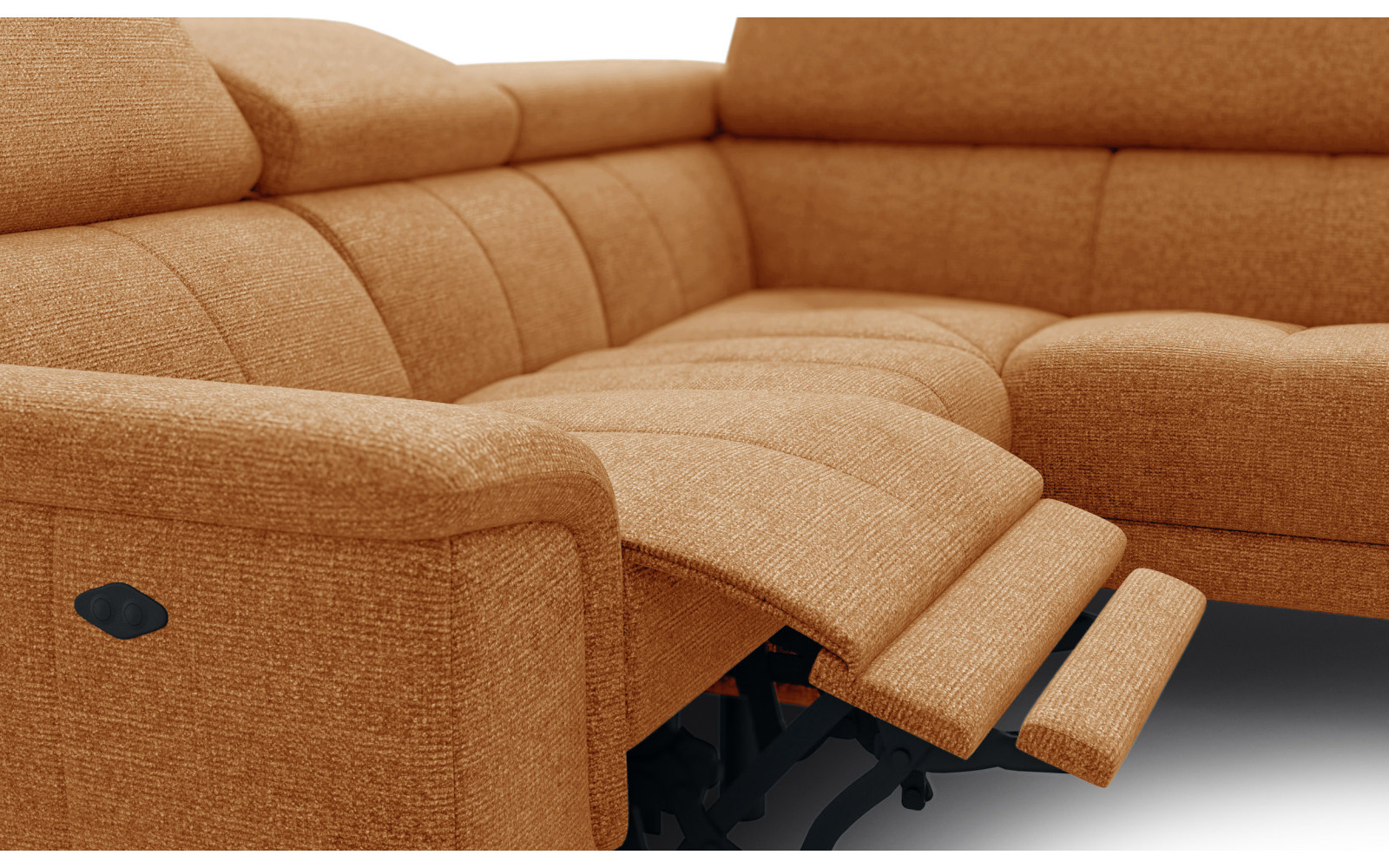 FIERO Ecksofa 4-Sitzer mit 1 Relaxfunktion und verstellbare Kopfstützen, orange