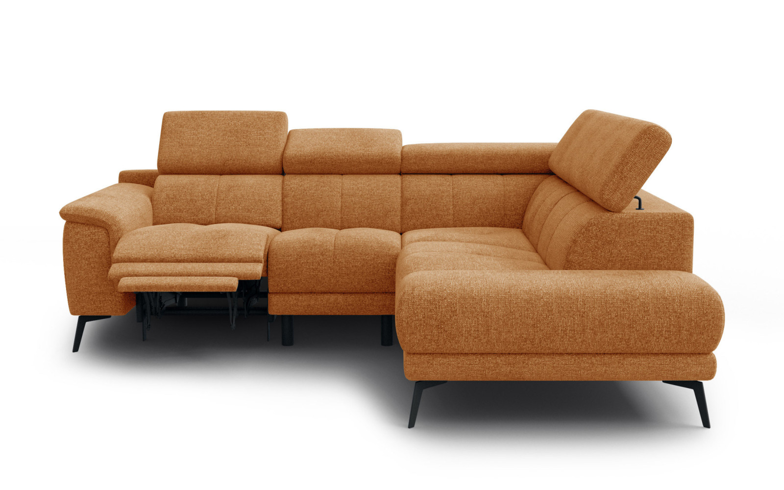 FIERO Ecksofa 4-Sitzer mit 1 Relaxfunktion und verstellbare Kopfstützen, orange