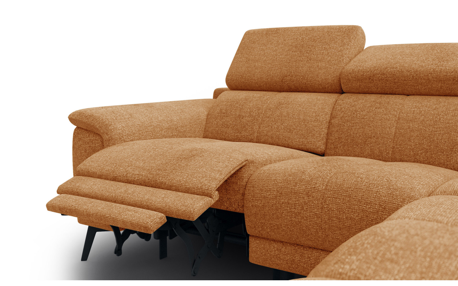 FIERO Ecksofa 4-Sitzer mit 1 Relaxfunktion und verstellbare Kopfstützen, orange