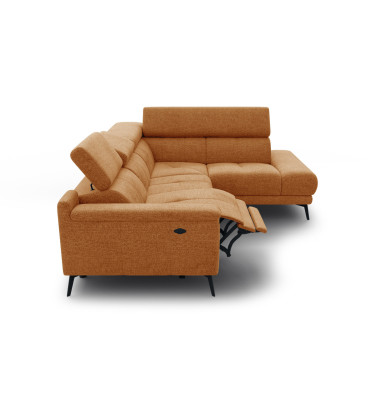 FIERO Ecksofa 4-Sitzer mit 1 Relaxfunktion und verstellbare Kopfstützen, orange
