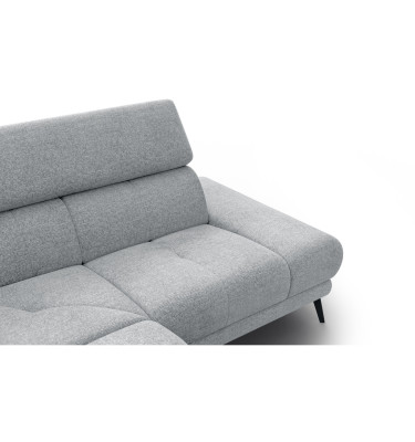 FIERO Ecksofa 4-Sitzer mit 1 Relaxfunktion und verstellbare Kopfstützen, silbergrau