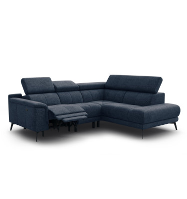 FIERO Ecksofa 4-Sitzer mit 1 Relaxfunktion und verstellbare Kopfstützen, marineblau