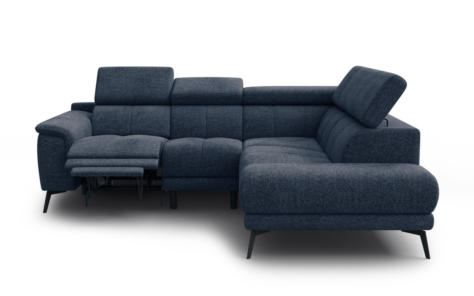 FIERO Ecksofa 4-Sitzer mit 1 Relaxfunktion und verstellbare Kopfstützen, marineblau