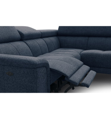 FIERO Ecksofa 4-Sitzer mit 1 Relaxfunktion und verstellbare Kopfstützen, marineblau