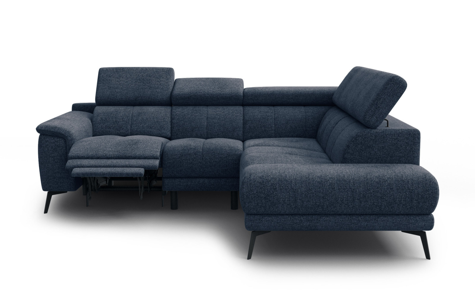 FIERO Ecksofa 4-Sitzer mit 1 Relaxfunktion und verstellbare Kopfstützen, marineblau