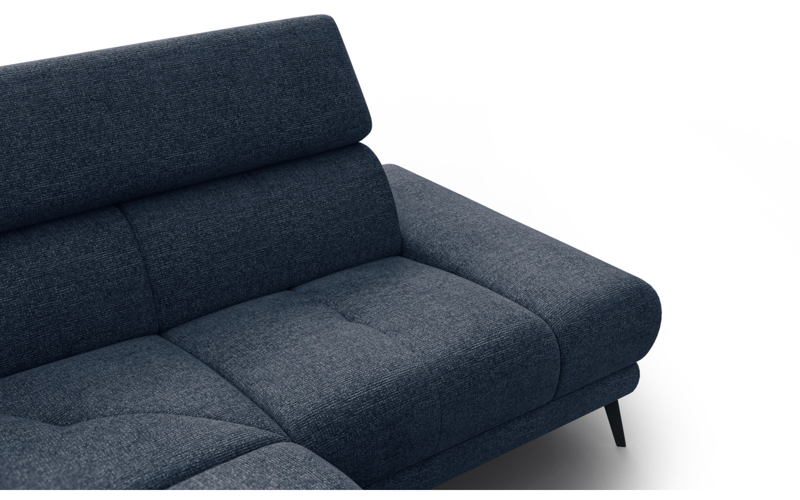 FIERO Ecksofa 4-Sitzer mit 1 Relaxfunktion und verstellbare Kopfstützen, marineblau