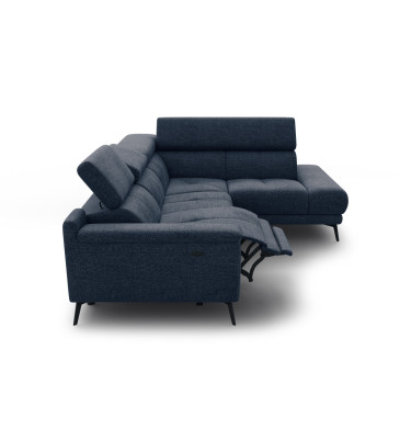 FIERO Ecksofa 4-Sitzer mit 1 Relaxfunktion und verstellbare Kopfstützen, marineblau