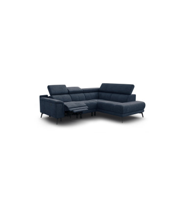 FIERO Ecksofa 4-Sitzer mit 1 Relaxfunktion und verstellbare Kopfstützen, marineblau