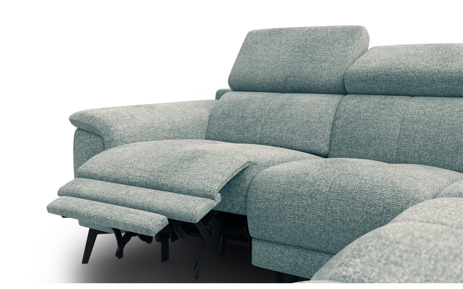 FIERO Ecksofa 4-Sitzer mit 1 Relaxfunktion und verstellbare Kopfstützen, mint