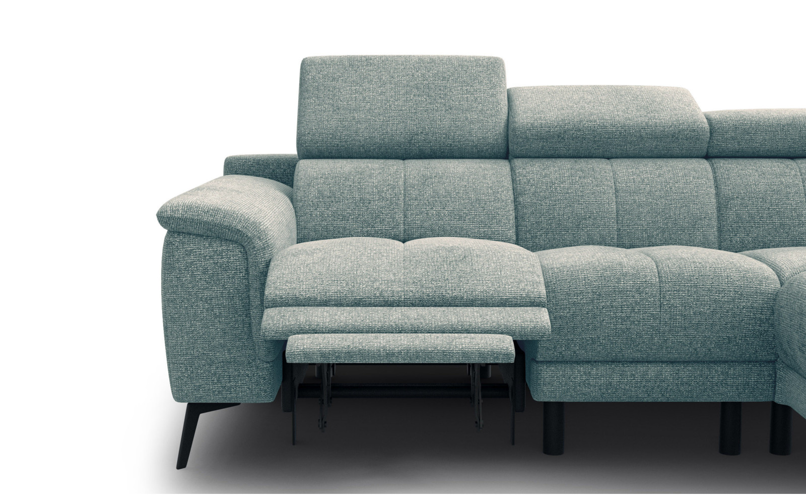 FIERO Ecksofa 4-Sitzer mit 1 Relaxfunktion und verstellbare Kopfstützen, mint