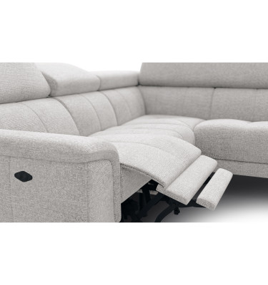 FIERO Ecksofa 4-Sitzer mit 1 Relaxfunktion und verstellbare Kopfstützen, creme
