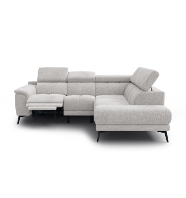 FIERO Ecksofa 4-Sitzer mit 1 Relaxfunktion und verstellbare Kopfstützen, creme