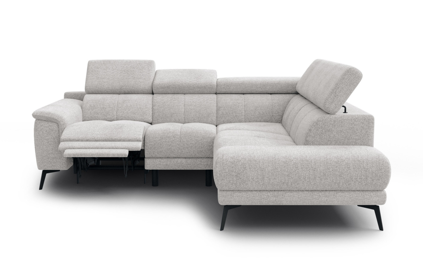 FIERO Ecksofa 4-Sitzer mit 1 Relaxfunktion und verstellbare Kopfstützen, creme