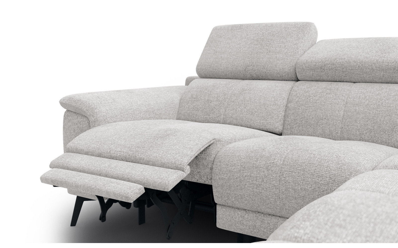 FIERO Ecksofa 4-Sitzer mit 1 Relaxfunktion und verstellbare Kopfstützen, creme