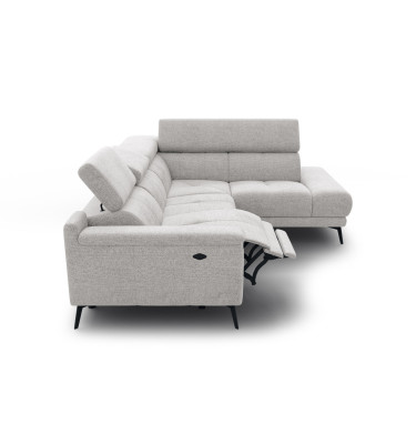 FIERO Ecksofa 4-Sitzer mit 1 Relaxfunktion und verstellbare Kopfstützen, creme