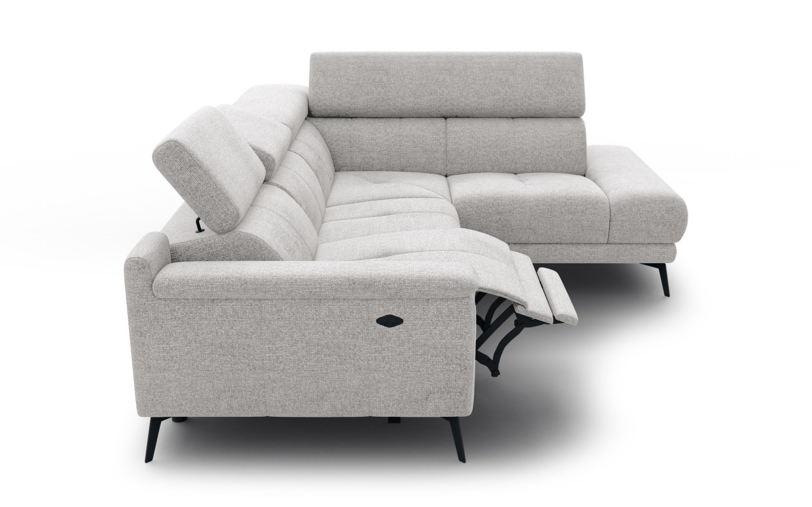 FIERO Ecksofa 4-Sitzer mit 1 Relaxfunktion und verstellbare Kopfstützen, creme