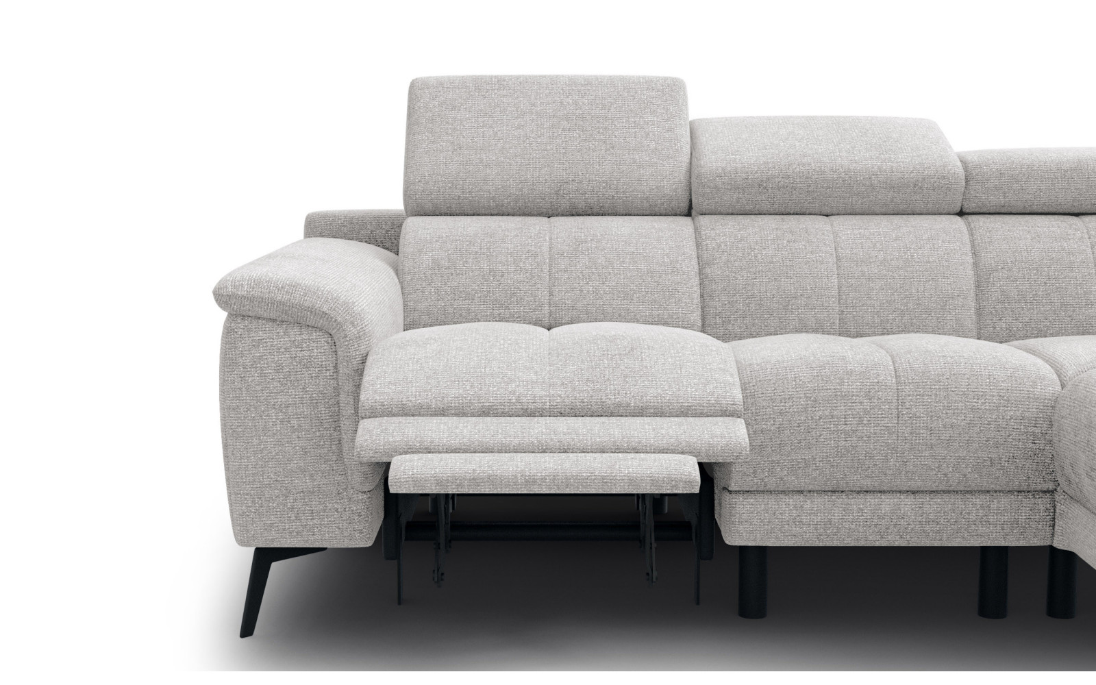 FIERO Ecksofa 4-Sitzer mit 1 Relaxfunktion und verstellbare Kopfstützen, creme