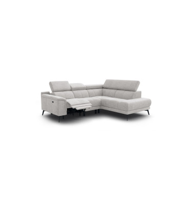 FIERO Ecksofa 4-Sitzer mit 1 Relaxfunktion und verstellbare Kopfstützen, creme
