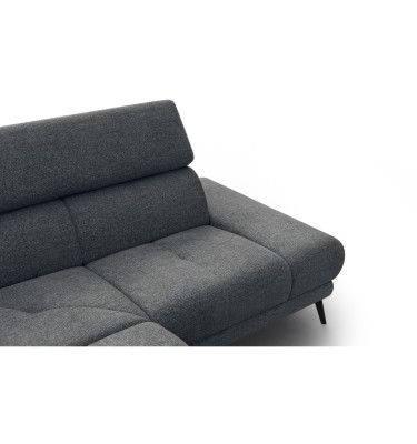 FIERO Ecksofa 4-Sitzer mit 1 Relaxfunktion und verstellbare Kopfstützen, dunkelgrau