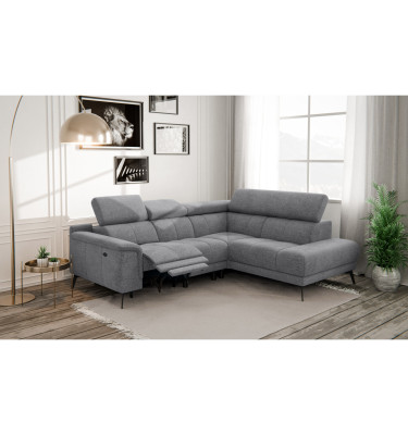 FIERO Ecksofa 4-Sitzer mit 1 Relaxfunktion und verstellbare Kopfstützen, grau