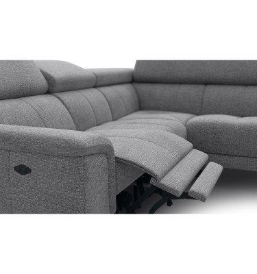 FIERO Ecksofa 4-Sitzer mit 1 Relaxfunktion und verstellbare Kopfstützen, grau