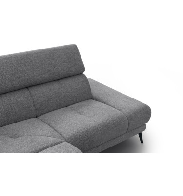 FIERO Ecksofa 4-Sitzer mit 1 Relaxfunktion und verstellbare Kopfstützen, grau