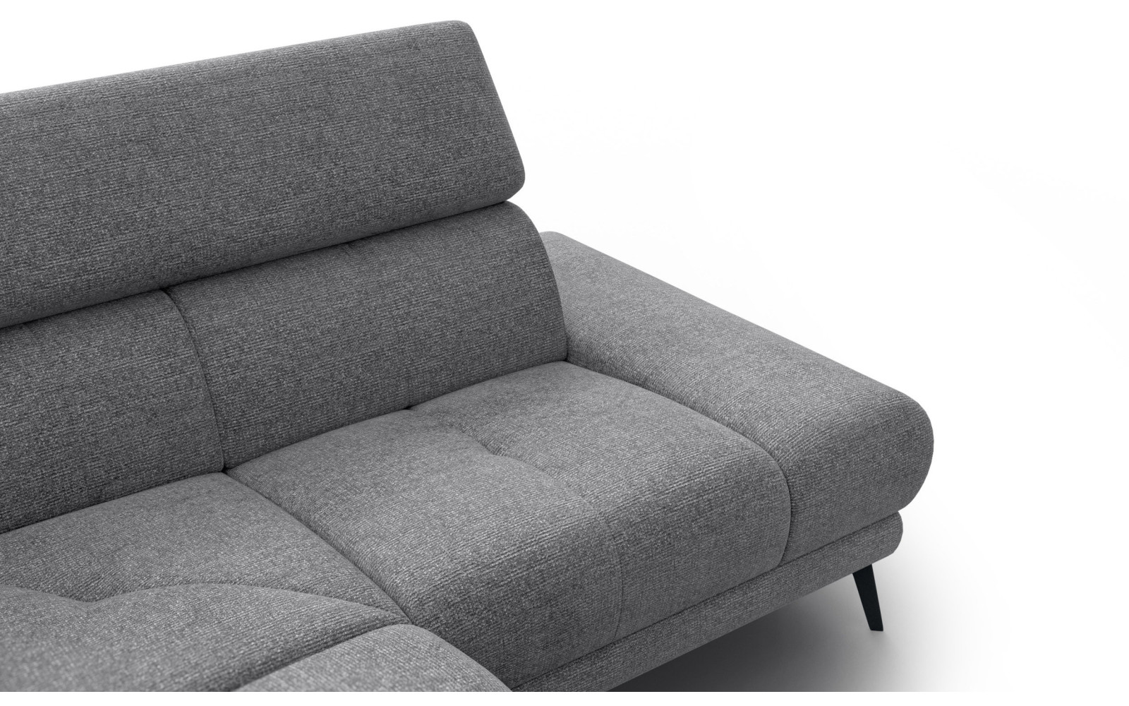 FIERO Ecksofa 4-Sitzer mit 1 Relaxfunktion und verstellbare Kopfstützen, grau