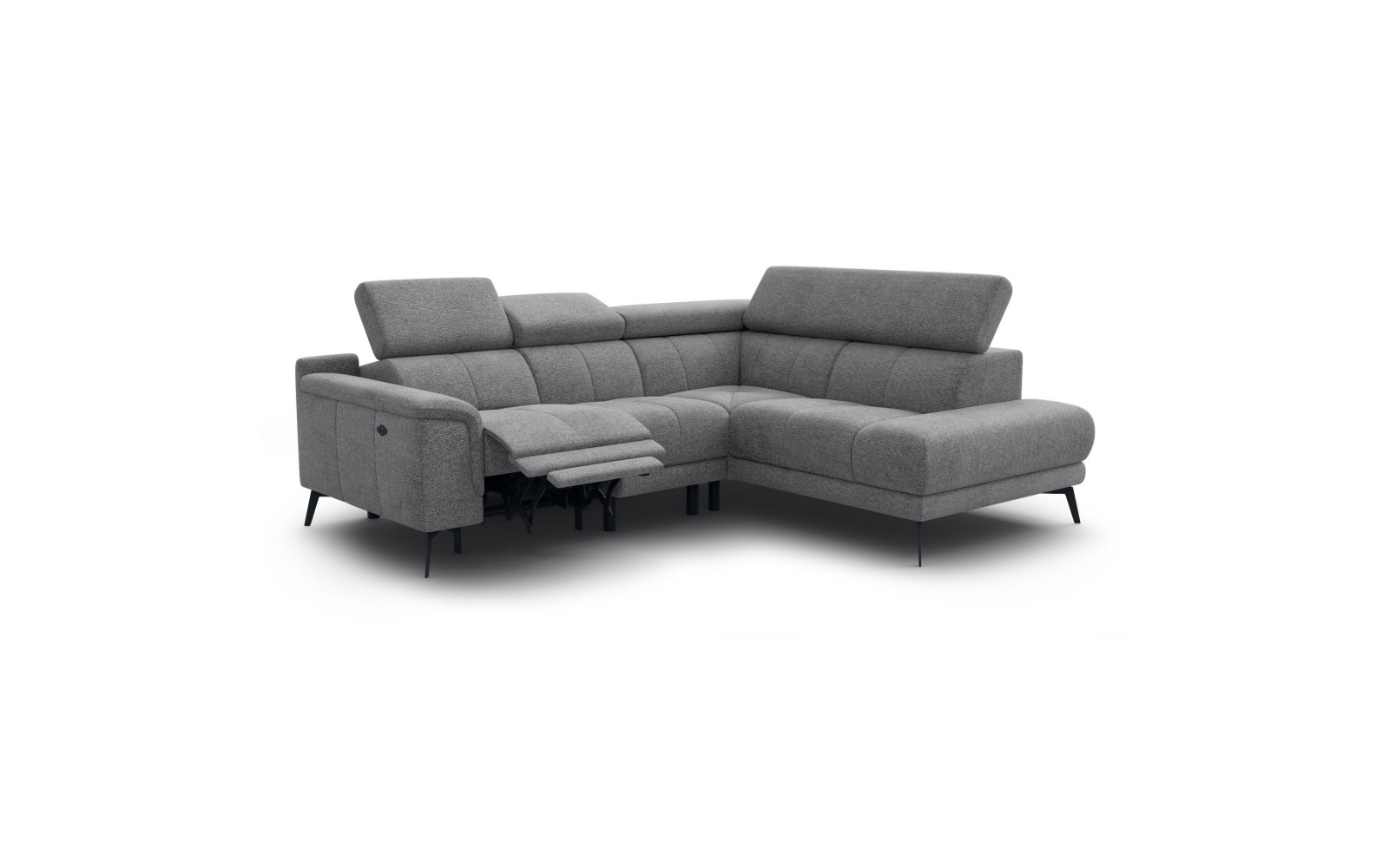 FIERO Ecksofa 4-Sitzer mit 1 Relaxfunktion und verstellbare Kopfstützen, grau