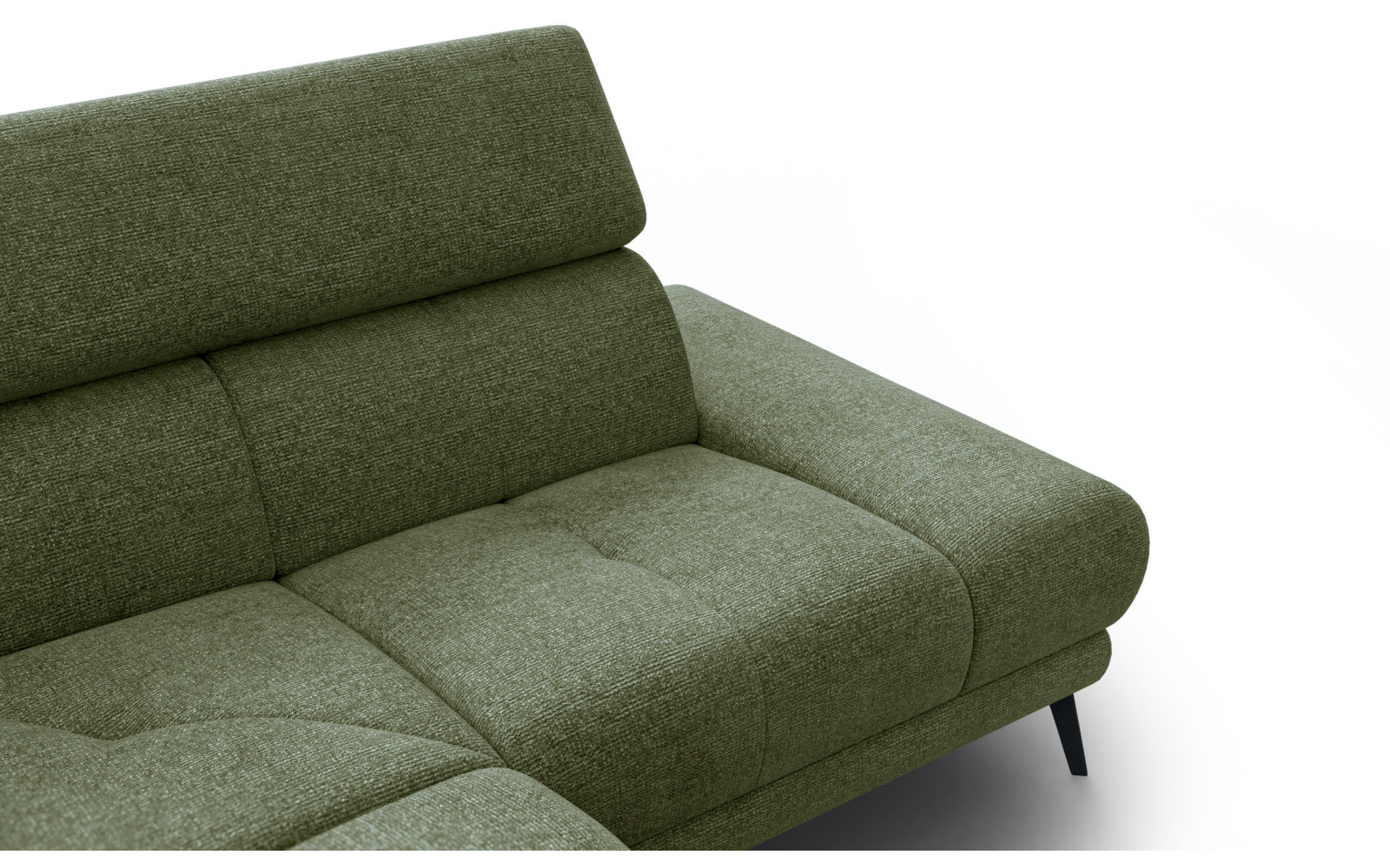 FIERO Ecksofa 4-Sitzer mit 1 Relaxfunktion und verstellbare Kopfstützen, olive