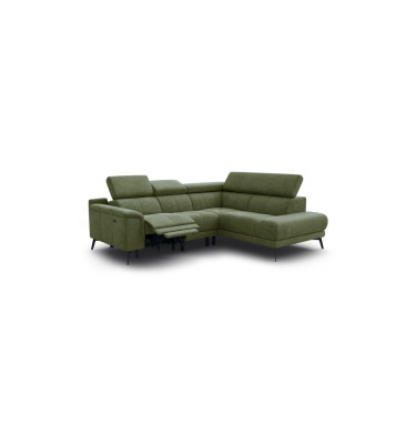 FIERO Ecksofa 4-Sitzer mit 1 Relaxfunktion und verstellbare Kopfstützen, olive