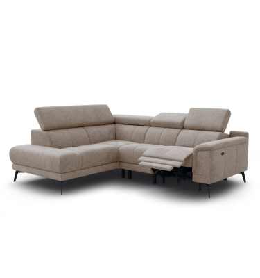 FIERO Ecksofa 4-Sitzer mit 1 Relaxfunktion und verstellbare Kopfstützen, taupe
