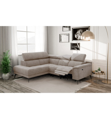 FIERO Ecksofa 4-Sitzer mit 1 Relaxfunktion und verstellbare Kopfstützen, taupe