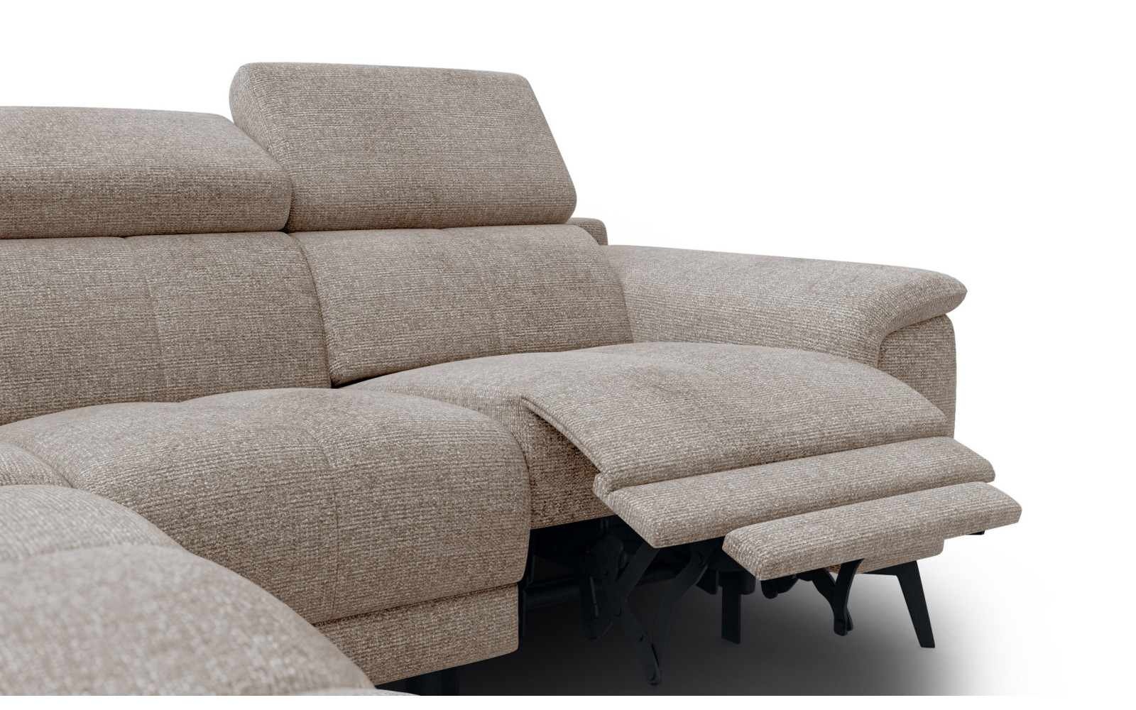 FIERO Ecksofa 4-Sitzer mit 1 Relaxfunktion und verstellbare Kopfstützen, taupe
